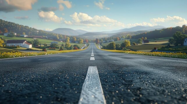 photorealistic highway on town background Generated with Ai tools