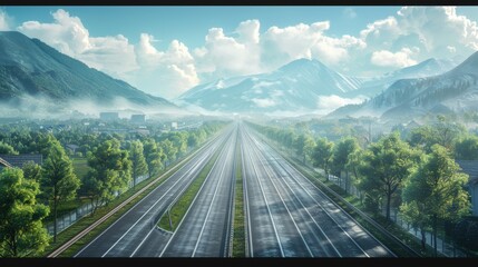 photorealistic highway on town background Generated with Ai tools