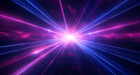 Fototapeta na wymiar purple and blue laser beams flying in space