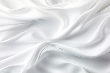 Closeup of rippled white silk fabric cloth texture. 3d render illustration - obrazy, fototapety, plakaty