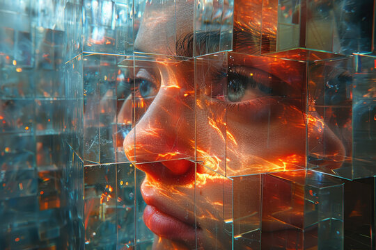 A playful selfie with multiple reflections in a kaleidoscope of mirrors