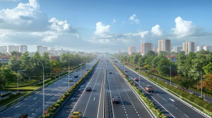 Fototapeta premium photorealistic highway on town background Generated with Ai tools