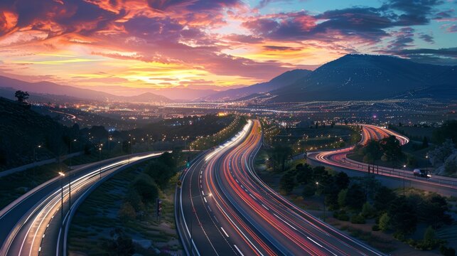 photorealistic highway on town background Generated with Ai tools