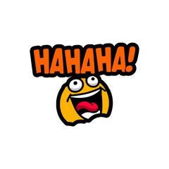 hahaha emoji laugh funny sticker vector illustration template design