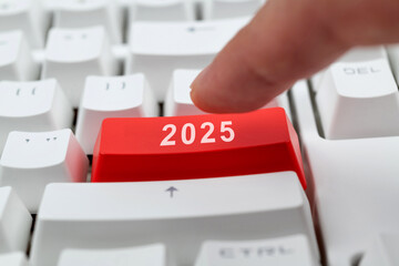 Modern keyboard with number 2025 button