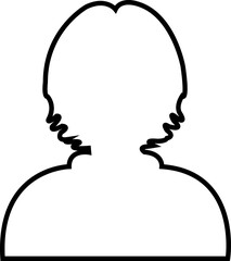 Avatar icon line style editable stock. User avatar of female. Silhouette profile symbol. Anonymous user portrait. Profile picture on transparent background. Person silhouette that can used in design.