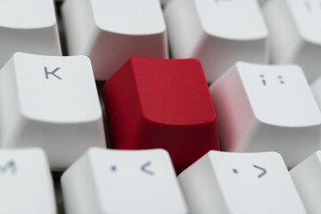Modern keyboard with blank red button