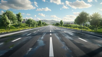 Fototapeta premium photorealistic highway on town background Generated with Ai tools