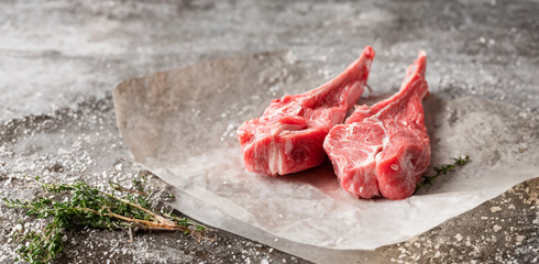 Raw lamb ribs on a plate © mnimage