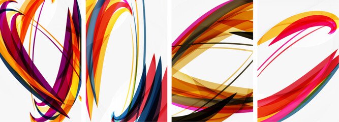 An artistic collage of colorful swirls on a white background featuring tints and shades of orange and electric blue, creating a dynamic and vibrant pattern