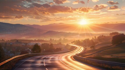 Fototapeta premium photorealistic highway on town background Generated with Ai tools