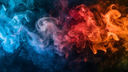 the beauty and drama of colored smoke against a velvety black background - obrazy, fototapety, plakaty