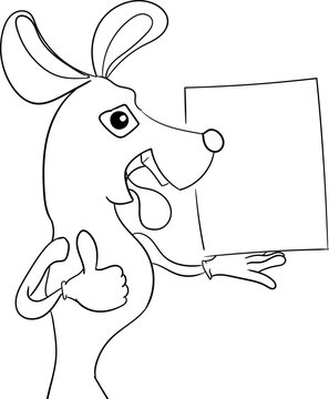Funny mouse or cartoon eared animal with a poster or place to insert text.