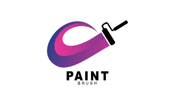 Brush and paint with full color with minimalist design style logo