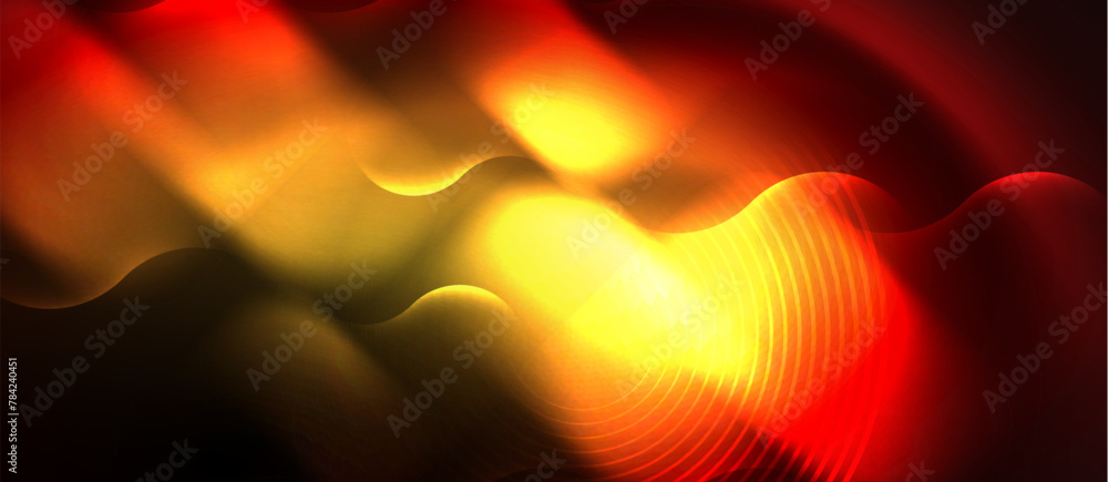 Poster a blurred image of a red and amber light against a dark background resembling flame and heat in the 