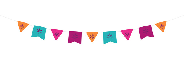 Cinco de mayo flag element. Cinco de mayo flags. Party colorful perspective flag isolated on transparent background