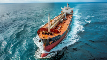 Empty container ship speeding towards a harbor.