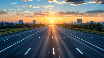 photorealistic highway on town background Generated with Ai tools