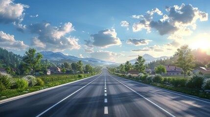 Naklejka premium photorealistic highway on town background Generated with Ai tools