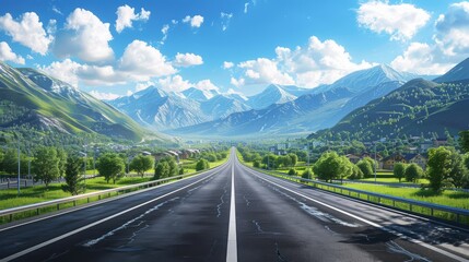 Naklejka premium photorealistic highway on town background Generated with Ai tools