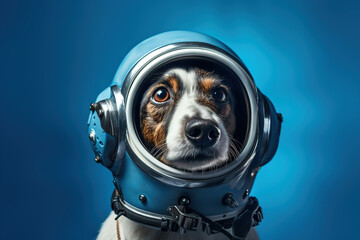 Pet dog in spacesuit,created with Generative AI tecnology.