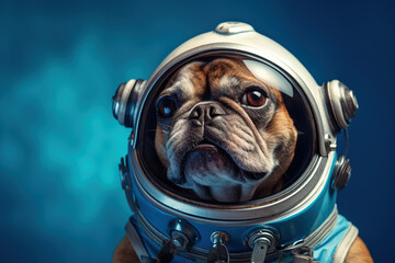 Pet dog in spacesuit,created with Generative AI tecnology.