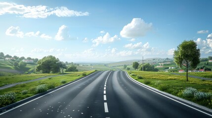 Naklejka premium photorealistic highway on town background Generated with Ai tools