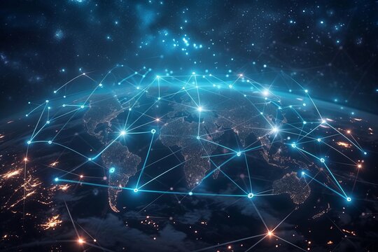 ネットワーク網と世界地図
