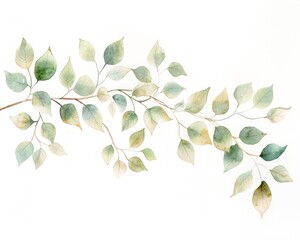 A watercolor arrangement of tiny tender leaves
