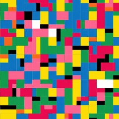 A digital design of a seamless pattern showcasing oversized chunky pixels in vibrant primary colors
