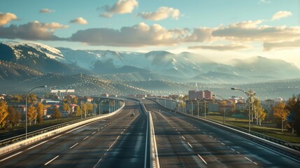 Fototapeta premium photorealistic highway on town background Generated with Ai tools