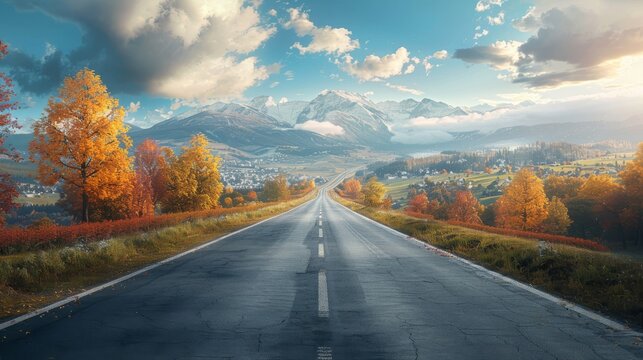 photorealistic highway on town background Generated with Ai tools