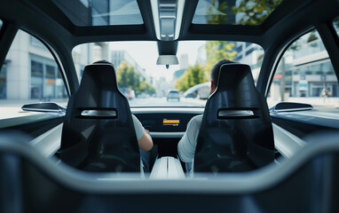 Autonomous vehicle interior environment,created with Generative AI tecnology.