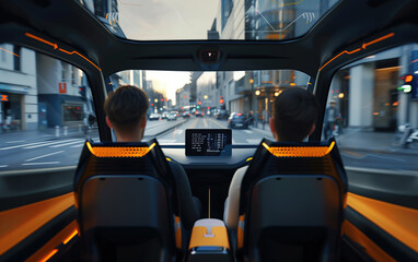 Autonomous vehicle interior environment,created with Generative AI tecnology.