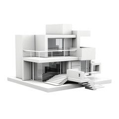 a Cubic Architecture house built from, Isolated on transparent PNG background, Generative ai