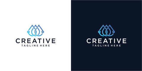 Water Drop Tech Logo Design Template. - obrazy, fototapety, plakaty