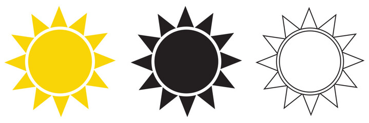 Sun icons vector isolated on white background. Shine sun ray set. Sunshine vector sign. Sunset icon collection. Abstract art. vector illustration. EPs 10