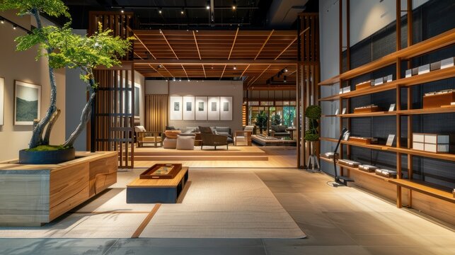 Modern interior view of Nitori store showroom in Gurney Paragon, Penang. Nitori is a Japanese furniture and home