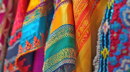 Close up of traditional ethnic patterns.