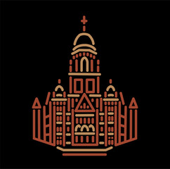 BMC Mumbai building vector line illustration.