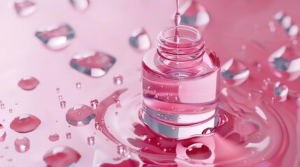 Elegant pink skincare serum.