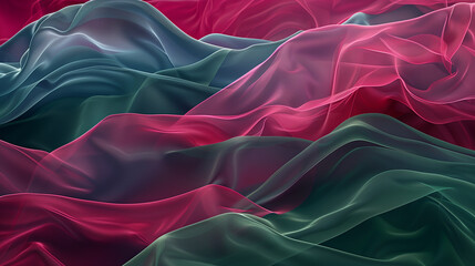 Smooth Satin Fabric Waves in Elegant Burgundy and Pink Gradient - obrazy, fototapety, plakaty