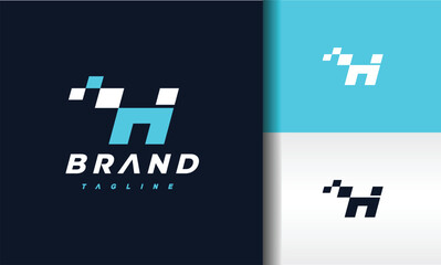 letter H pixel fast logo