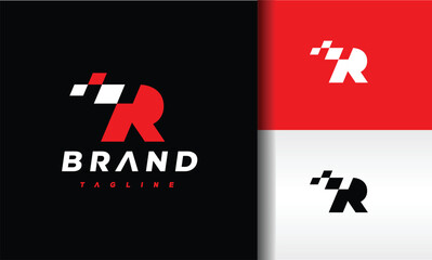 letter R pixel fast logo