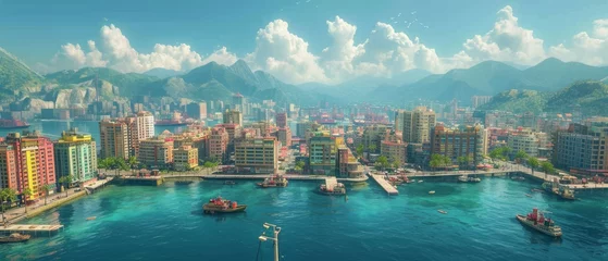 Fotobehang Verenigde Staten Bird's eye view of city during daytime Generative AI