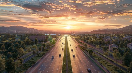 photorealistic highway on town background Generated with Ai tools