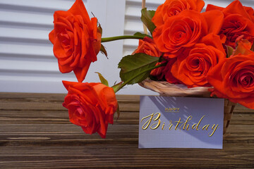 postcard , Internet banner  with a birthday greeting, with the inscription - happy birthday,  a...