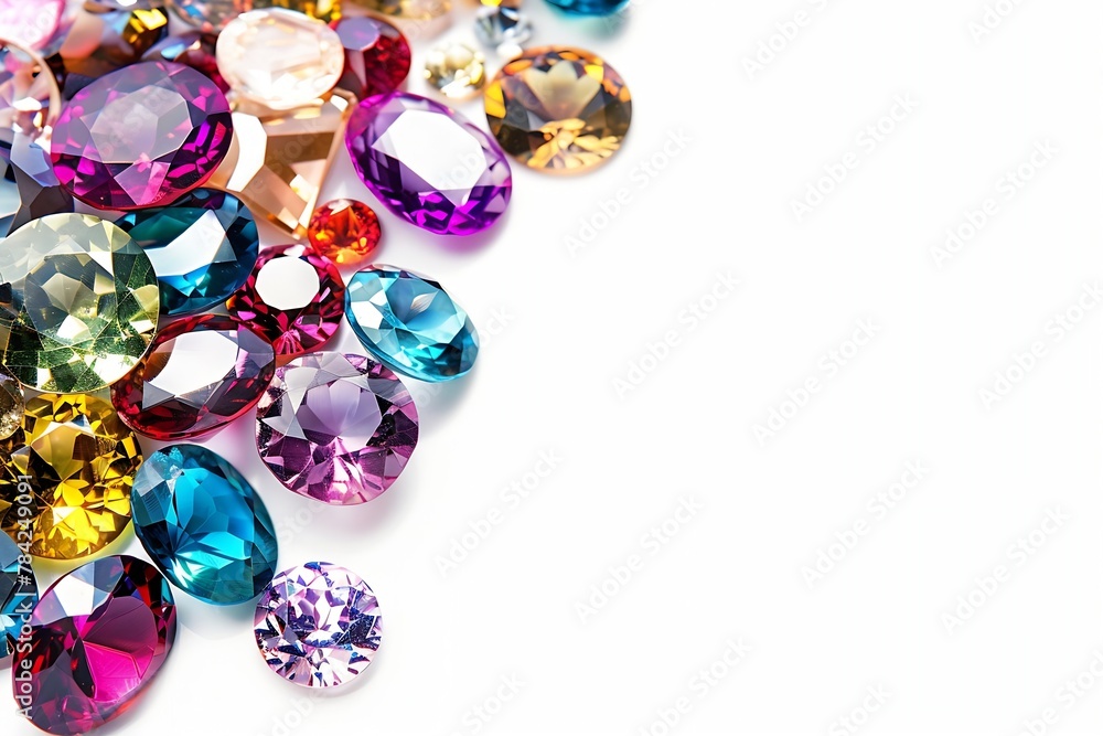 Poster generative ai : bright gems isolated on a white background