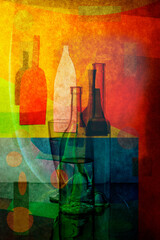 Abstract image of different geometric shapes and glassware