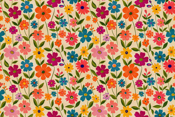 Colorful floral design on a cream background